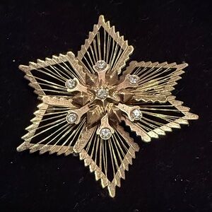 Monet Gold and Silver Starburst Brooch